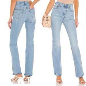Levi's Premium Women’s Ribcage Boot Cut Jeans Tango Lighten Up Denim Sz 24